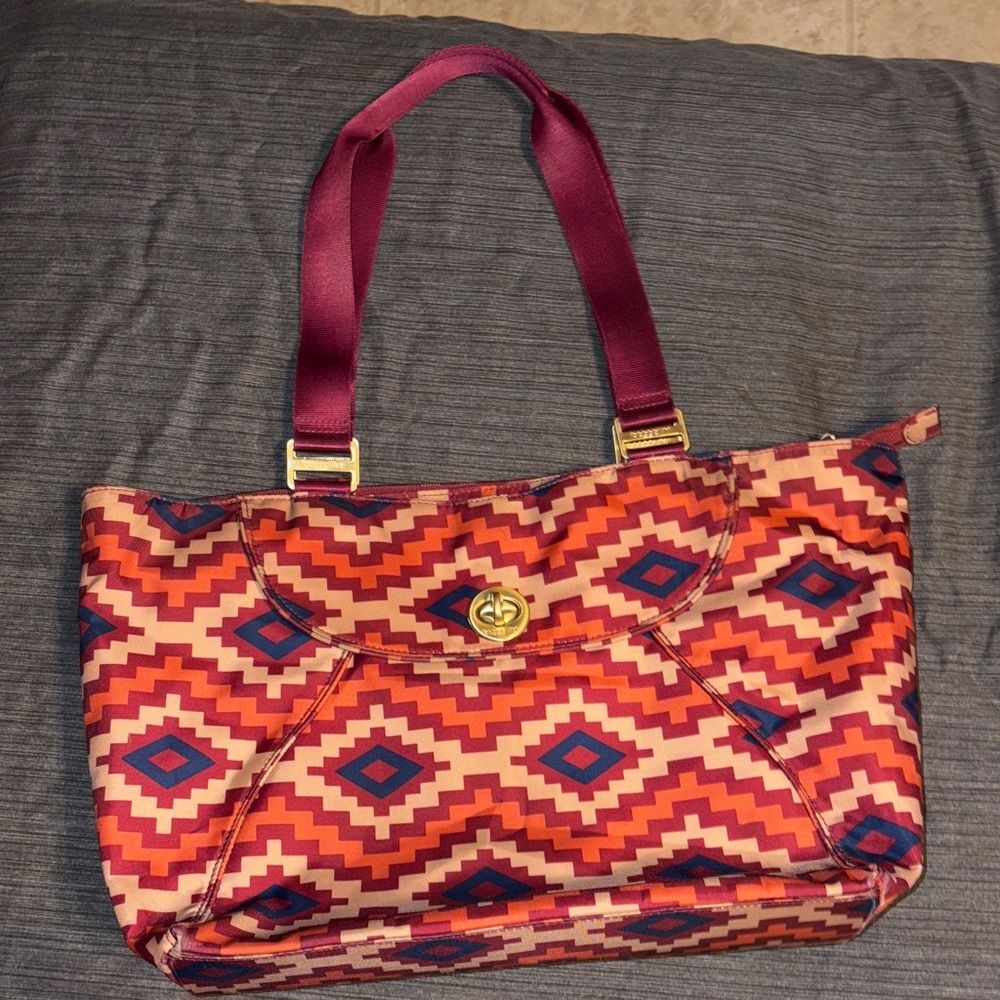 Baggallini Alberta Travel Tote Gold Hardware, Aztec Print In Berry